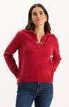 Tess Horsebit Pullover Sweater - Vermillion