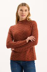 Gracie Cashmere Basketweave Sweater - Chestnut