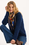 Gracie Cashmere Basketweave Sweater - Mid Navy