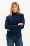 Gracie Cashmere Basketweave Sweater - Mid Navy
