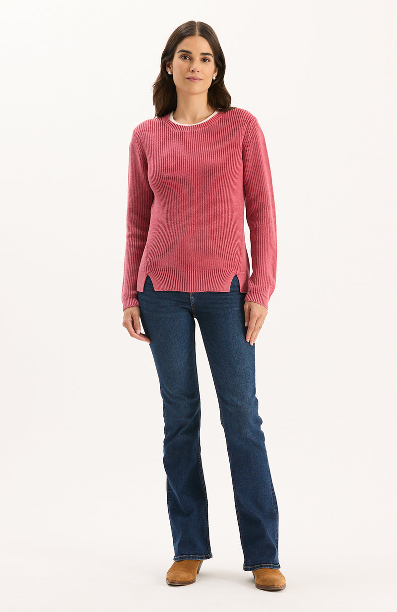 Mineral Wash Crew Neck Sweater - Vermillion