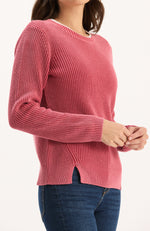 Mineral Wash Crew Neck Sweater - Vermillion