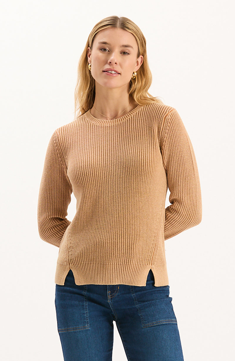 Mineral Wash Crew Neck Sweater - Golden Wheat