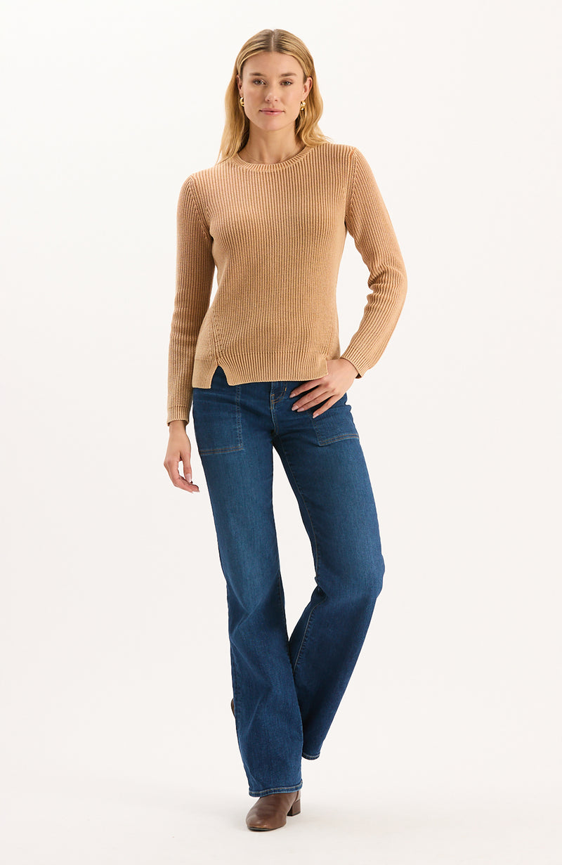 Mineral Wash Crew Neck Sweater - Golden Wheat