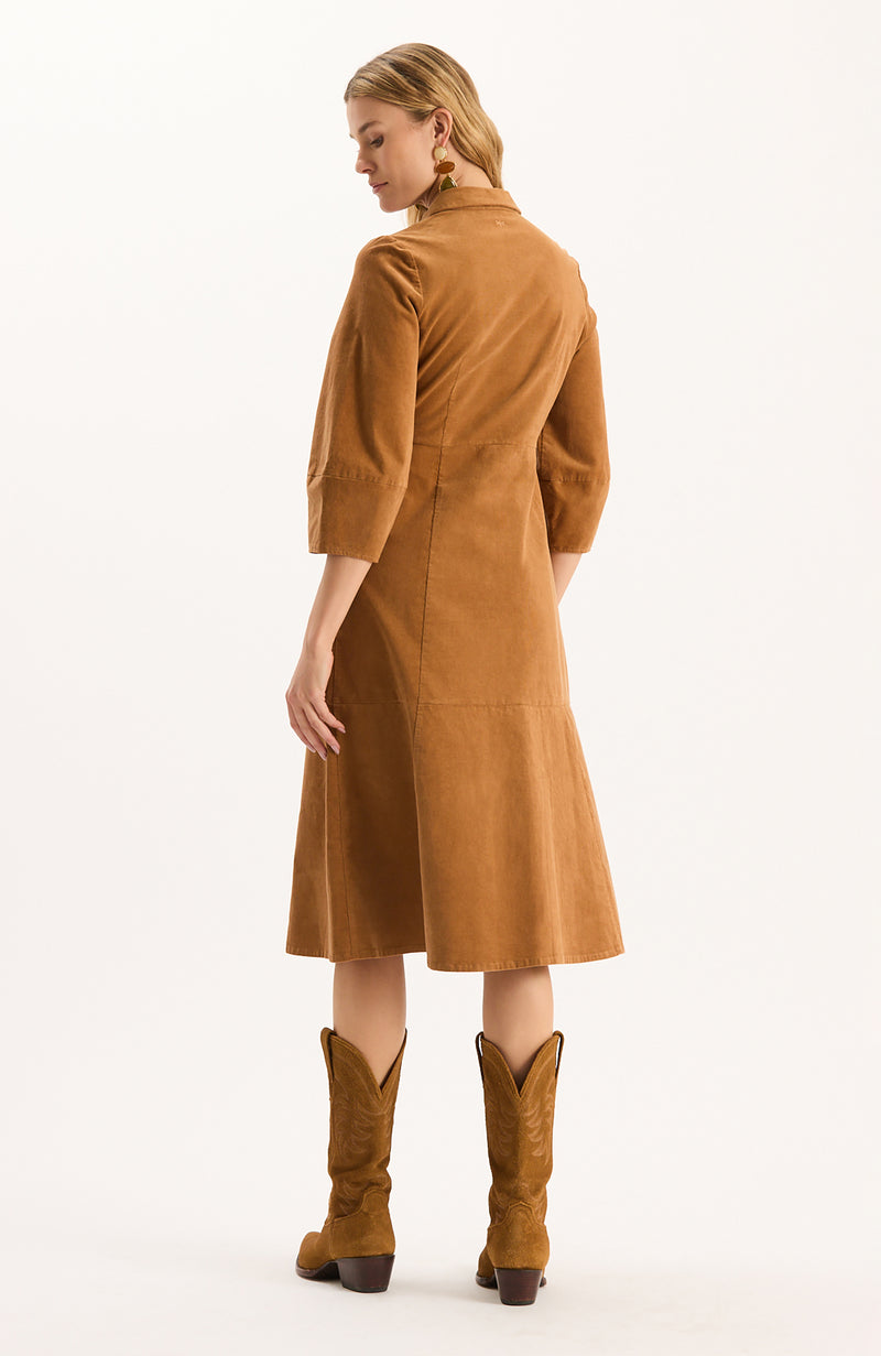 Beth Pinwale Corduroy Midi Dress - Leather Brown
