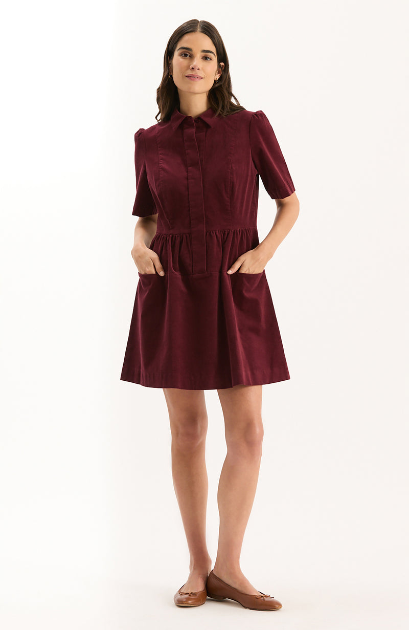 Mitzi Pinwale Corduroy Dress - Tawny Port