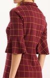 Johnny Knit Dress - Cabernet Golden Windowpane