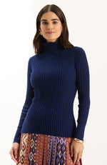 Cotton Cashmere Turtleneck - Mid Navy