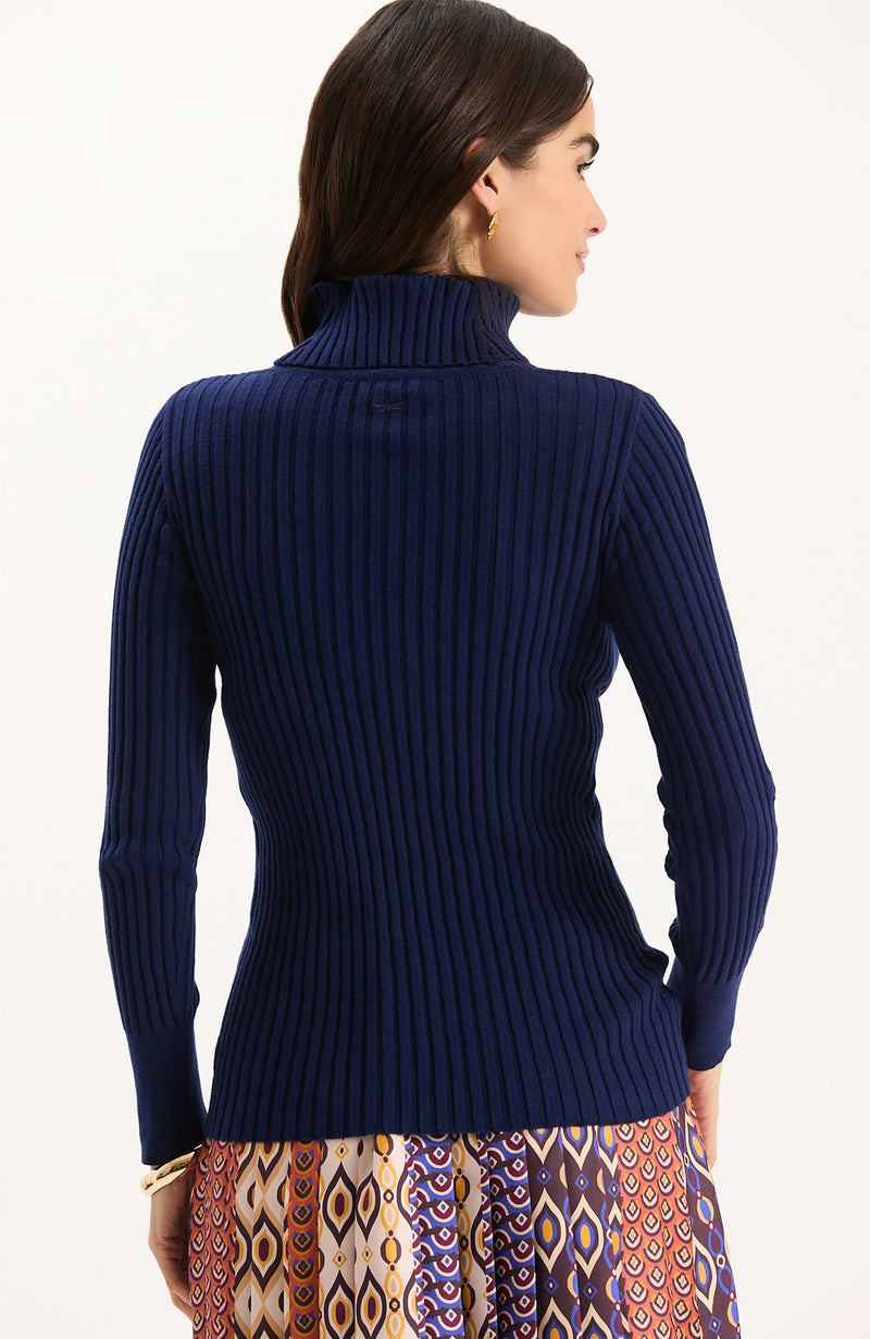 Cotton Cashmere Turtleneck - Mid Navy