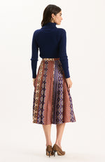 Fiona Silk Twill Pleated Skirt - Foulard Stack
