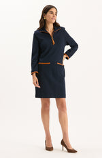 Helena Ponte Trimmed Dress - Mid Navy
