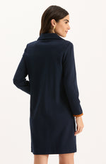 Helena Ponte Trimmed Dress - Mid Navy