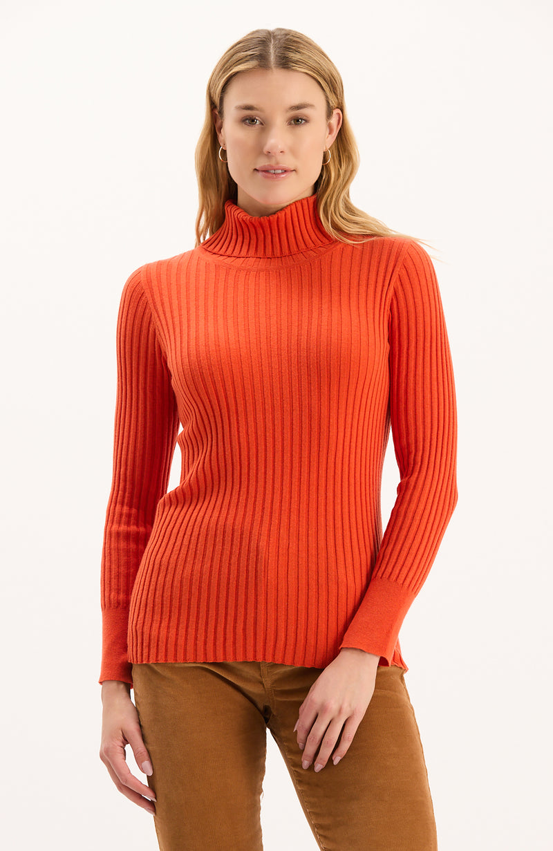 Cotton Cashmere Turtleneck - Bittersweet