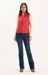 Faux Suede Moto Vest - Vermillion