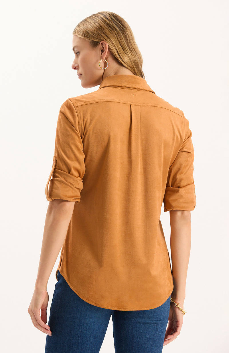 Addison Faux Suede Shirt - Leather Brown