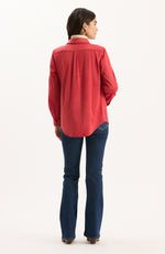 Addison Faux Suede Shirt - Vermillion