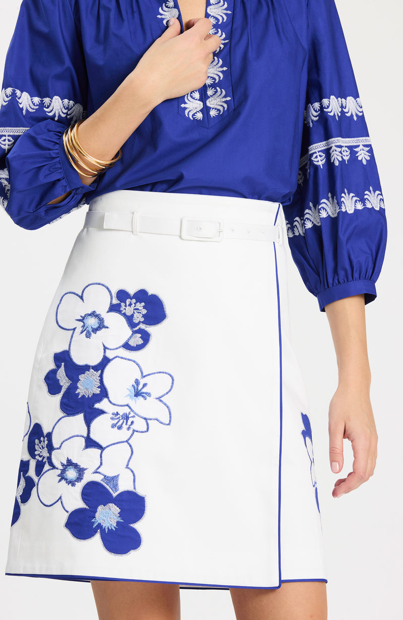 Simone Applique Skirt - Multi Blue Floral – tyler böe