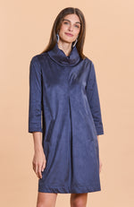 Kim Faux Suede Dress - Navy