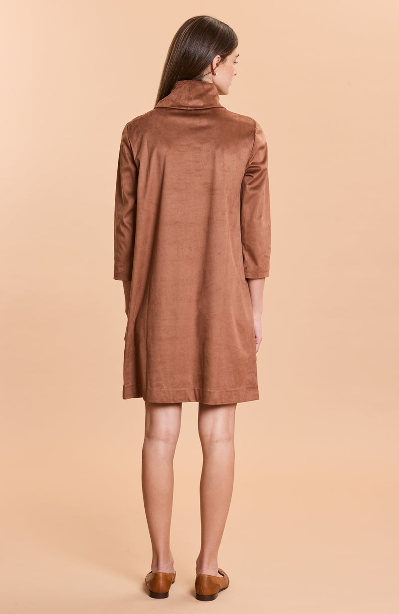 Kim Faux Suede Dress - Saddle