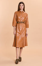 Beth Vegan Leather Midi Dress - Pecan