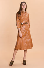 Beth Vegan Leather Midi Dress - Pecan