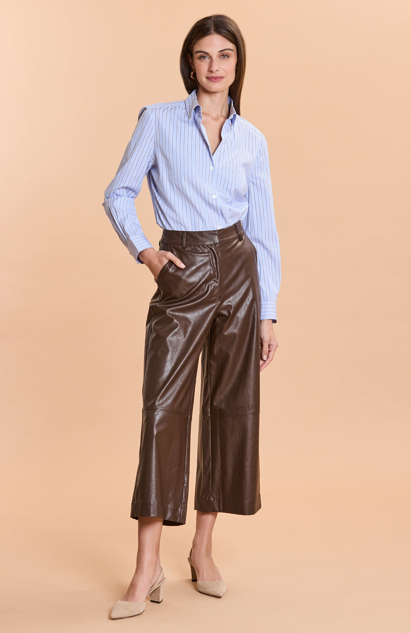 Rebecca Vegan Leather Cropped Pant - Coffee
