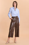 Rebecca Vegan Leather Cropped Pant - Coffee