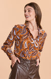 Chloe Silk Paisley Shirt - Pecan Paisley