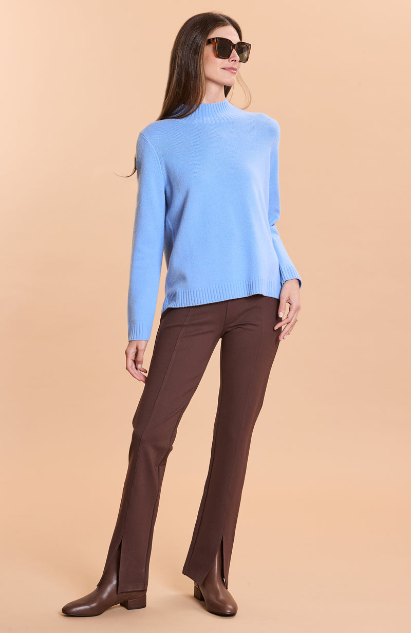 Cashmere Button Back Sweater - Wedgewood
