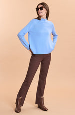 Cashmere Button Back Sweater - Wedgewood
