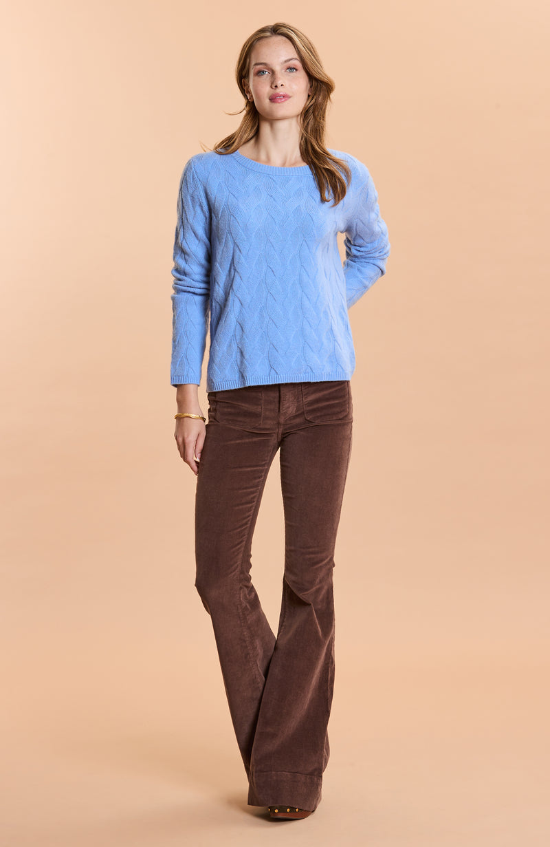 Cashmere Wave Stitch Sweater - Sea Blue