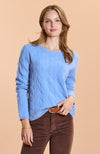 Cashmere Wave Stitch Sweater - Sea Blue