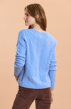 Cashmere Wave Stitch Sweater - Sea Blue