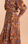 Jules Silk Paisley Wrap Dress - Pecan Paisley