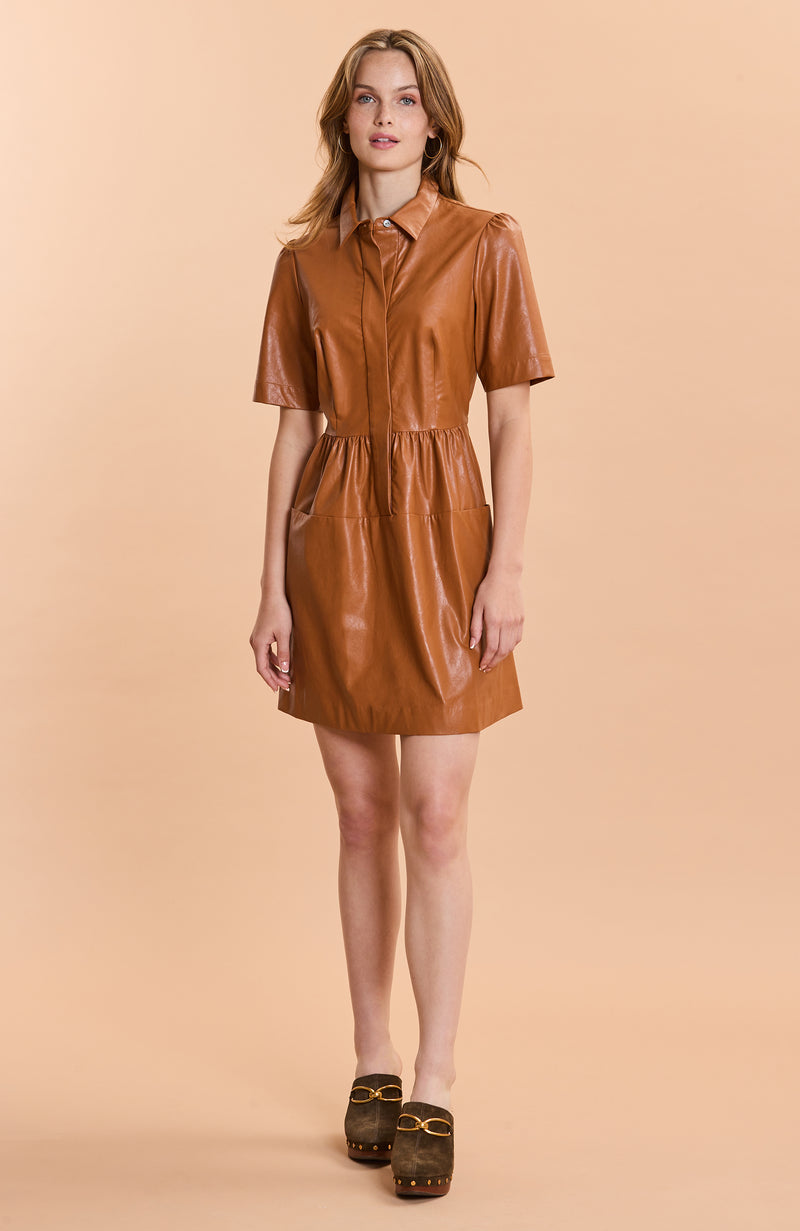 Mitzi Vegan Leather Dress - Pecan