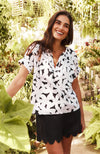 Skylar Cotton Daisy Top - Black White Daisy