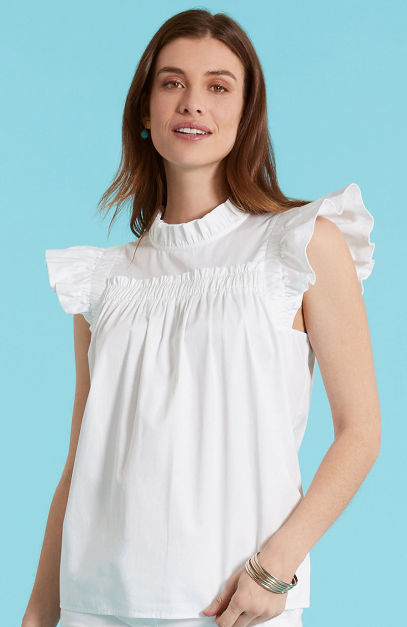 Eloise Cotton Sateen Top - White