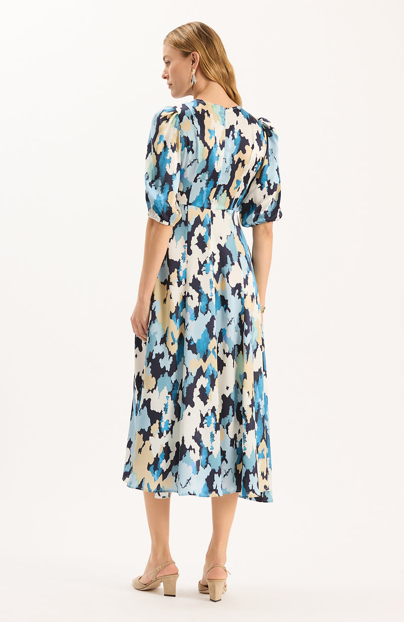 Frankie Silk Blue Clouds Dress - Blue Clouds