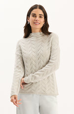 Gracie Cashmere Basketweave Sweater - Silver