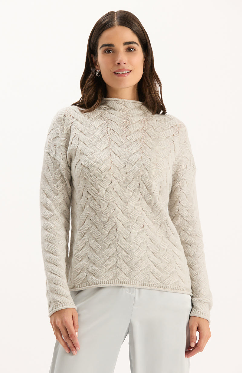 Gracie Cashmere Basketweave Sweater - Silver