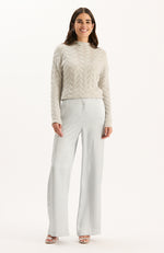 Gracie Cashmere Basketweave Sweater - Silver