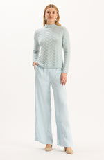 Gracie Cashmere Basketweave Sweater - Above the Clouds