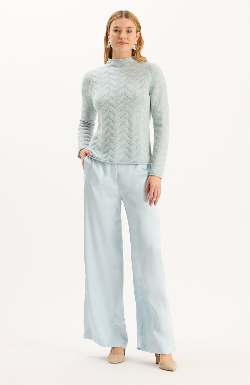 Gracie Cashmere Basketweave Sweater - Above the Clouds