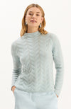 Gracie Cashmere Basketweave Sweater - Above the Clouds