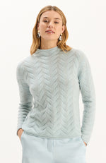 Gracie Cashmere Basketweave Sweater - Above the Clouds