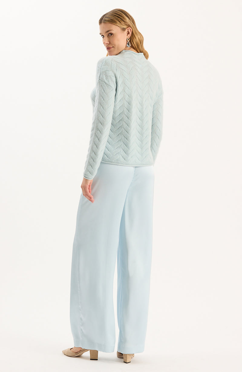 Gracie Cashmere Basketweave Sweater - Above the Clouds