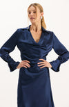 Astrid Charmeuse Blouse - Mid Navy