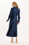 Edie Charmeuse Skirt - Mid Navy