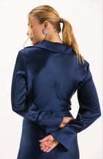 Astrid Charmeuse Blouse - Mid Navy
