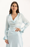 Astrid Charmeuse Blouse - Above the Clouds
